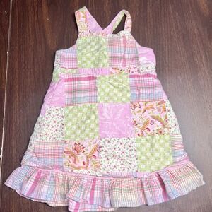 Vintage GAP Baby Girls Patchwork Sundress Pink Green Cotton 6–12 Months 2002 VGC